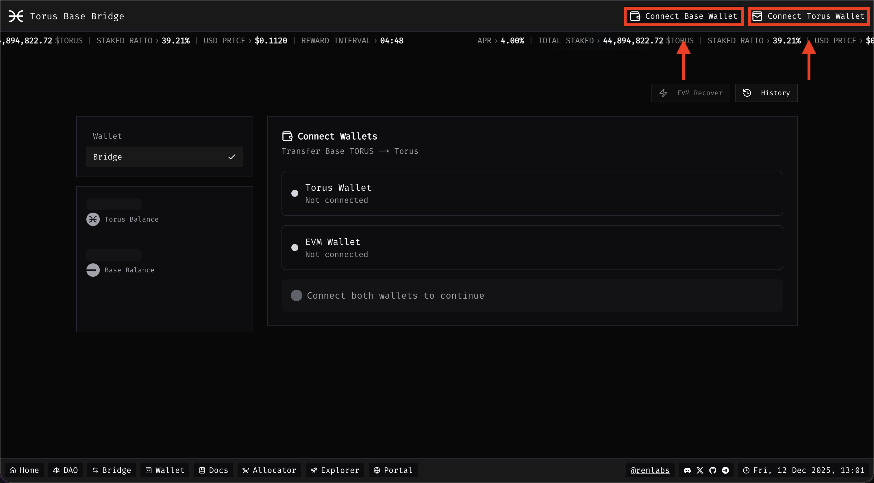 Connect both wallets